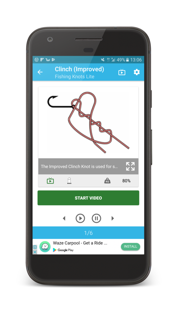 Fishing Knots Lite App Knot Screen